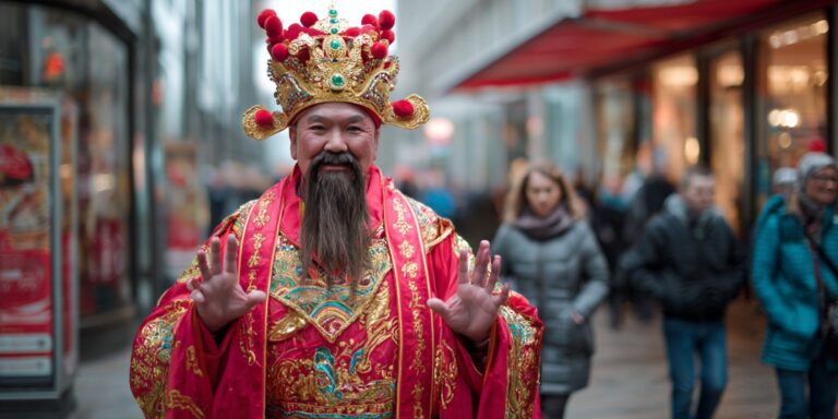 Custom God of Fortune Mascot Design Services in Singapore – Elevate Your Event with Wolf Events