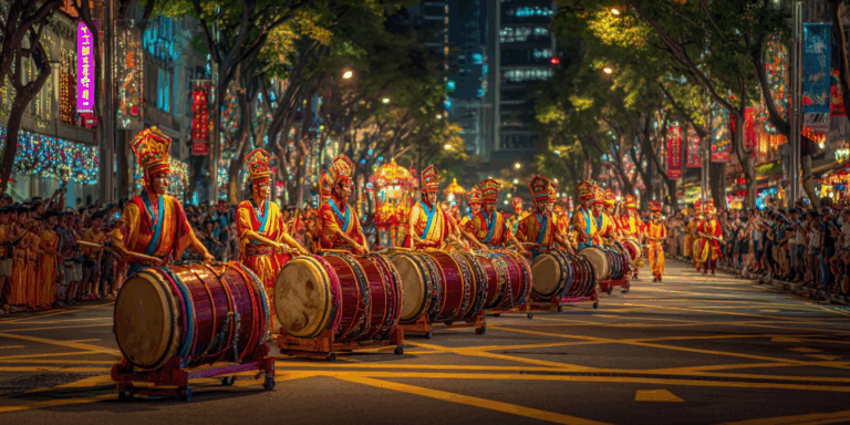 Mid-Autumn Festival Drum Parade Singapore – Lion Dance, Bian Lian & God of Fortune Entertainment