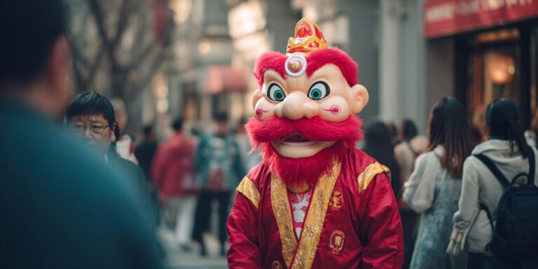 School Chinese New Year Celebration God of Fortune – Enhancing Festive Spirit with Lion Dance and Mascot Performances in Singapore
